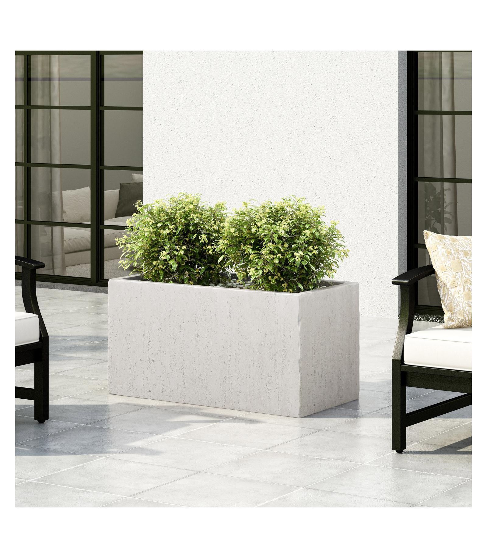 Streamdale Furniture Effortless Outdoor Style Stone-Like Rectangular Concrete Planter