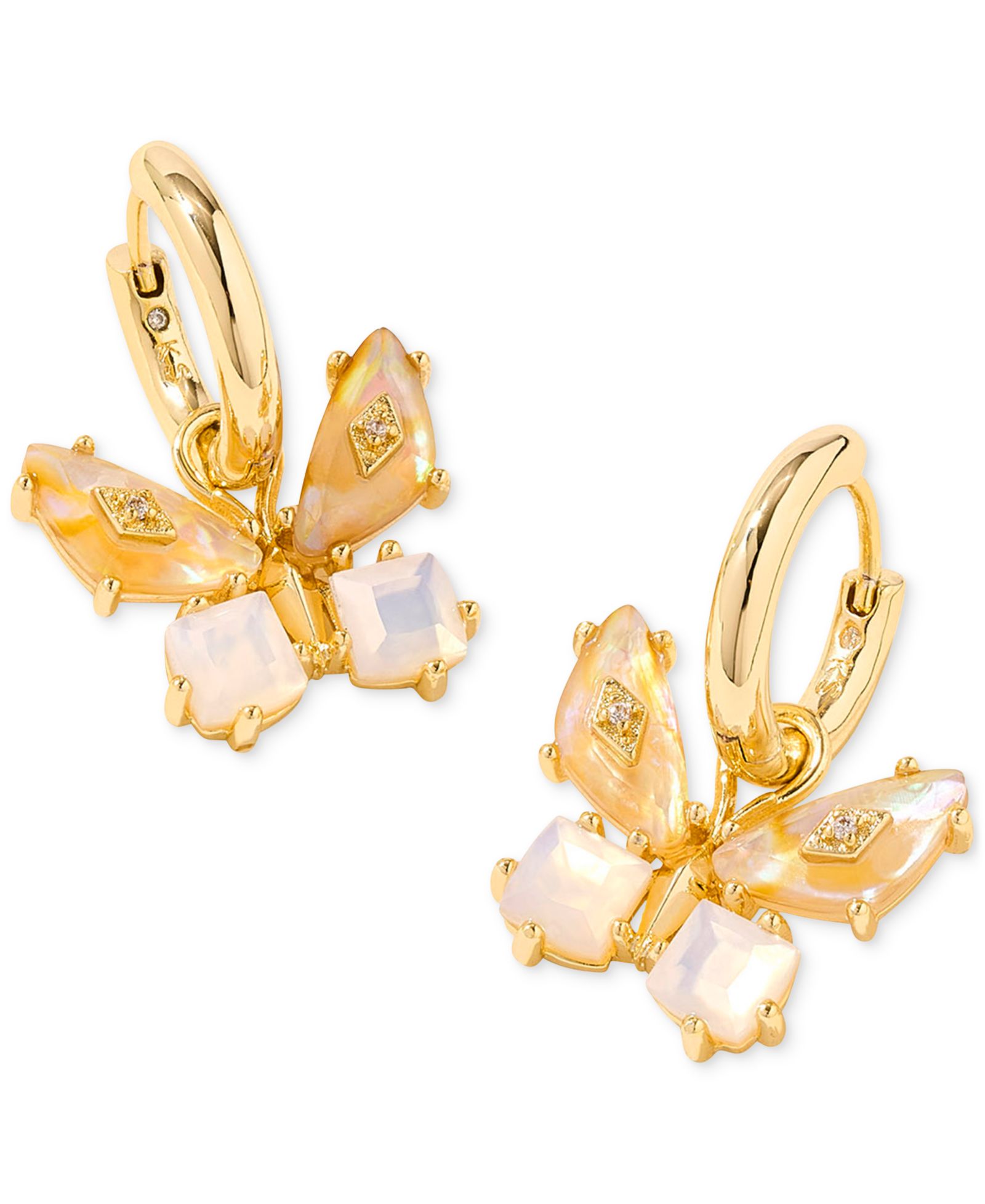 Серьги-кольца Kendra Scott 14k Gold-Plated Mixed Stone Butterfly Charm Huggie Hoop