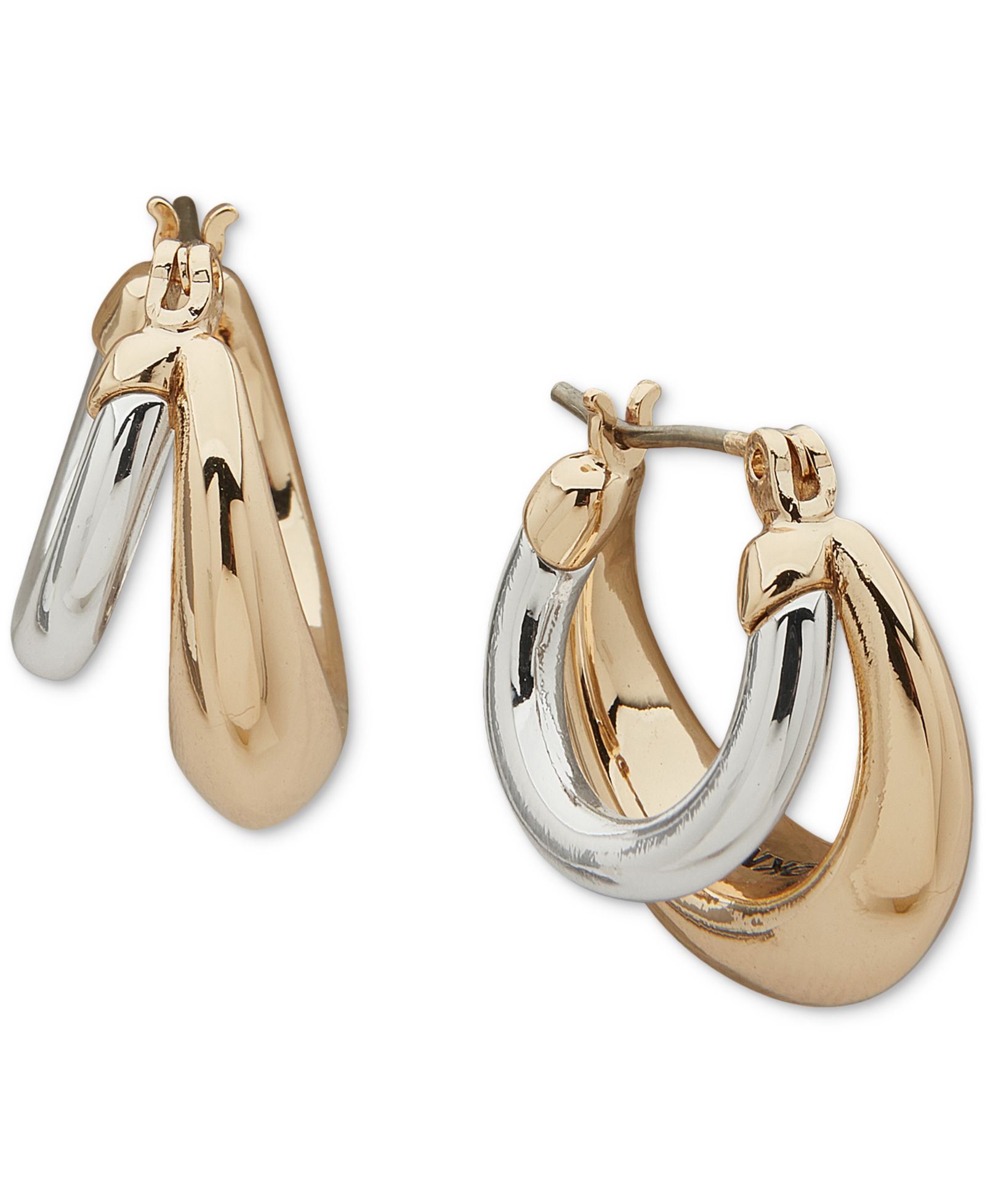 Серьги-кольца DKNY Two-Tone Puffy Split Small Hoop, 0.79"