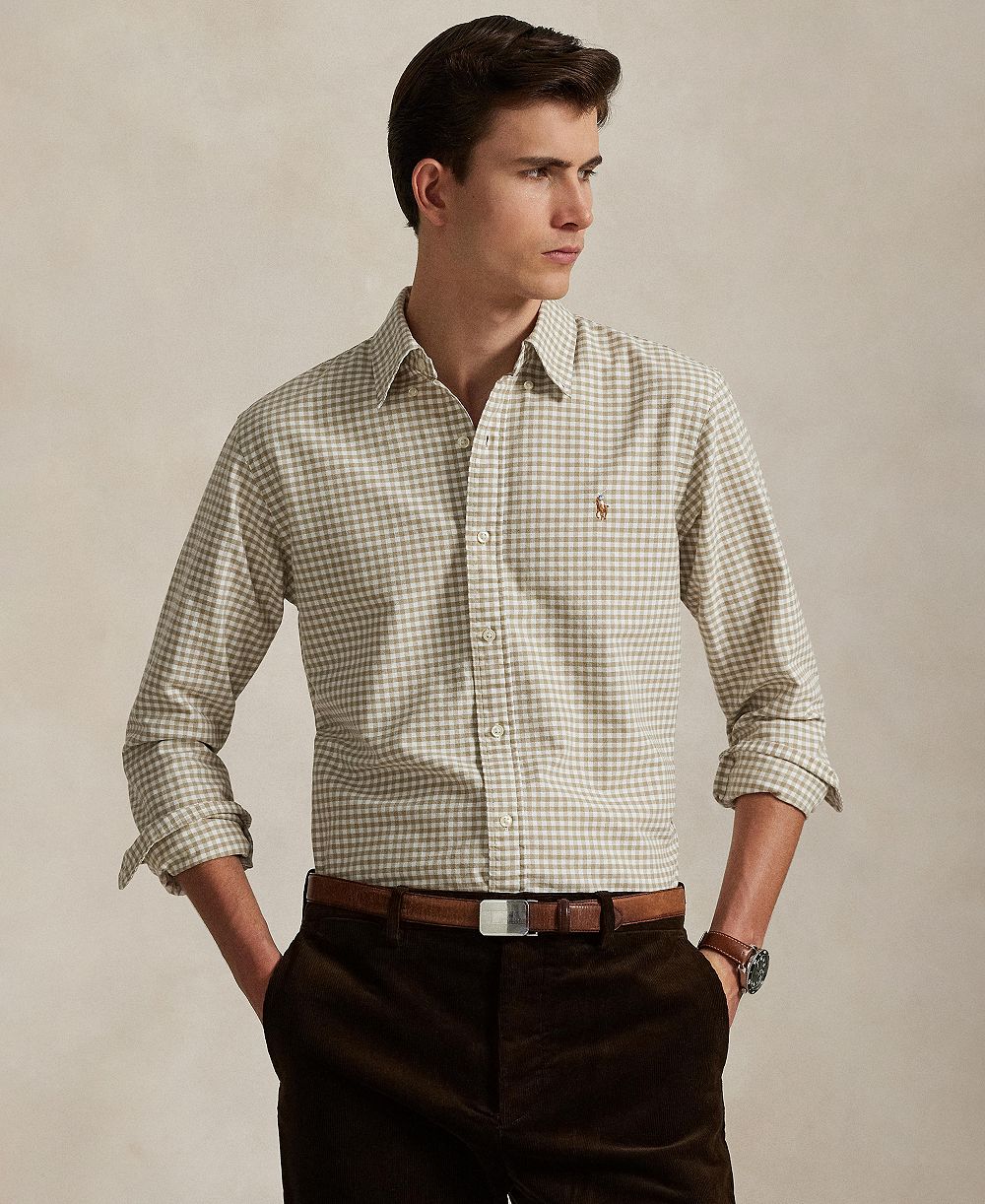 Мужская рубашка Polo Ralph Lauren Custom-Fit Gingham Oxford