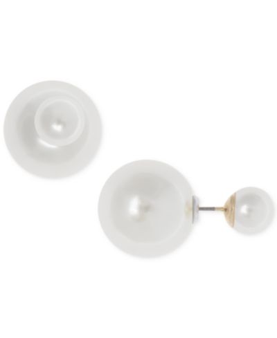 Серьги Anne Klein Gold-Tone Imitation Pearl Front Back