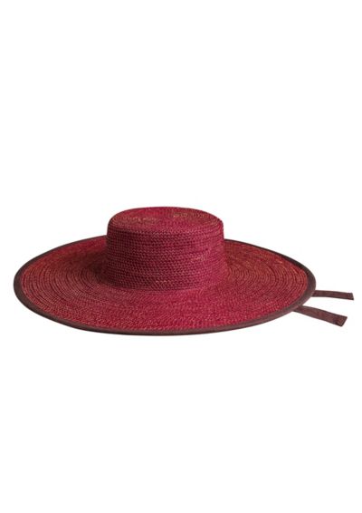 Шляпка боттер Brunna.co Lolo из джута с широкими полями в цвете Burgundy