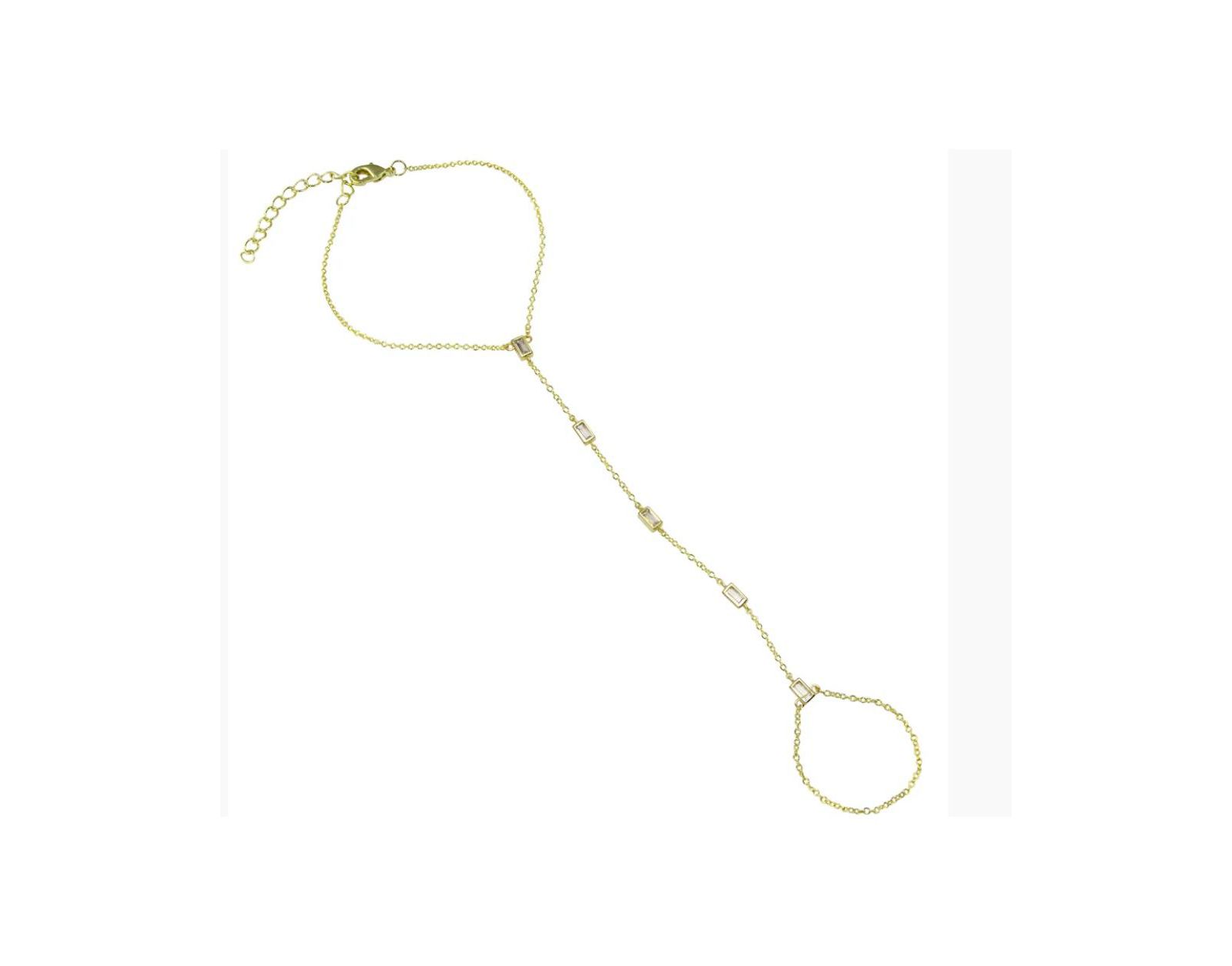 Hand Chain Tone Baguette Cubic ZIrconia Accents