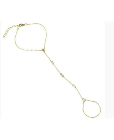 Hand Chain Tone Baguette Cubic ZIrconia Accents