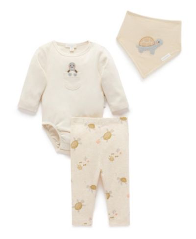 Purebaby Baby Bodysuit, Leggings and Bib 3 Piece Gift Set