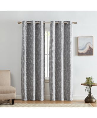 Elrene Home Fashions Sterling Branch Motif Embroidered Blackout Window Curtain Panel, Set of 2