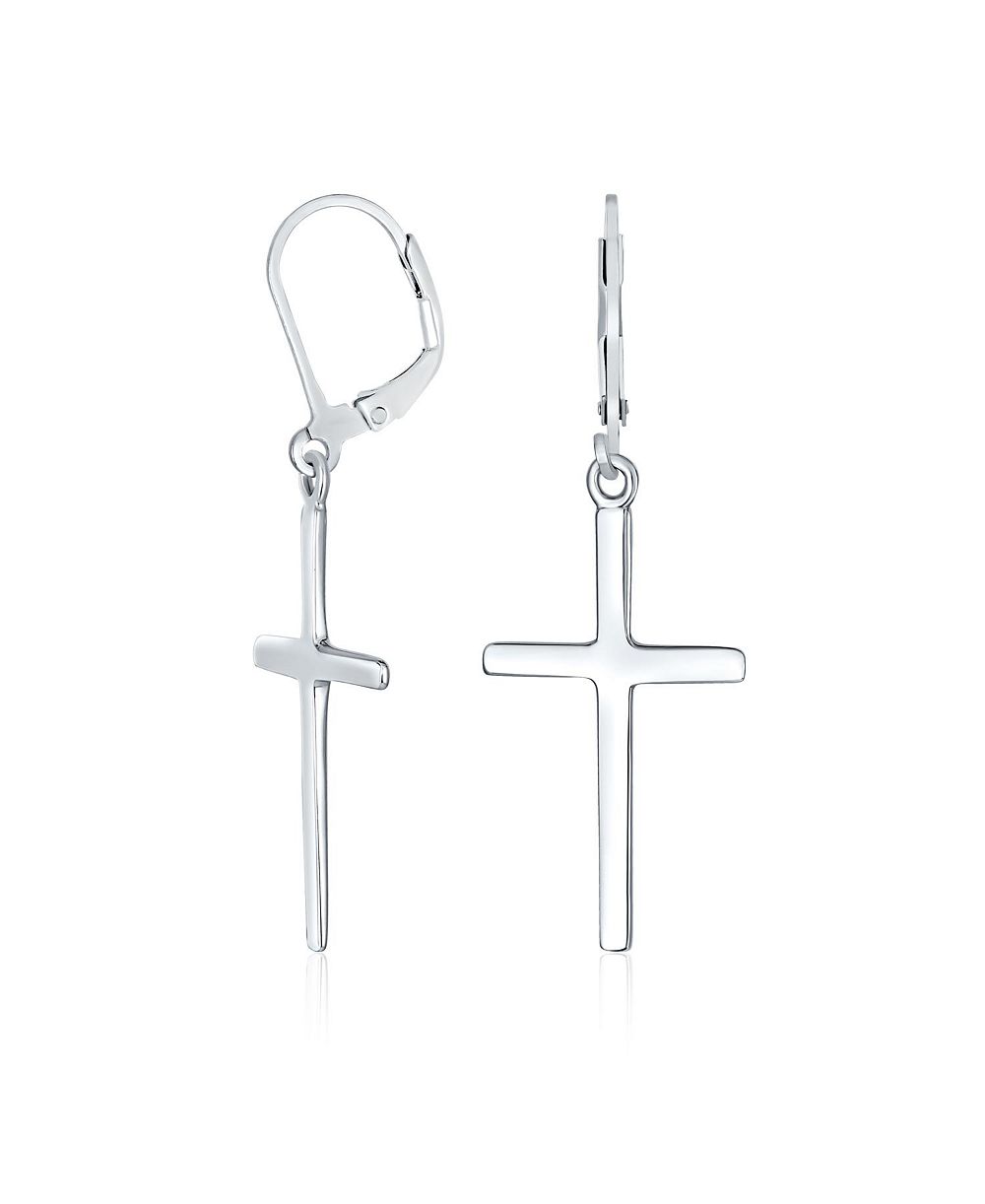 Серьги Bling Jewelry Sterling Religious Cross Dangle с застежкой Leverback
