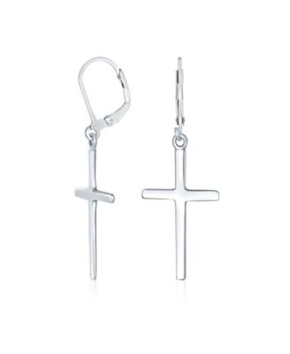 Серьги Bling Jewelry Sterling Religious Cross Dangle с застежкой Leverback
