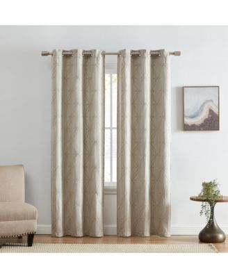 Elrene Home Fashions Palmetto Lattice Embroidered Blackout Window Curtain Panel, Set of 2