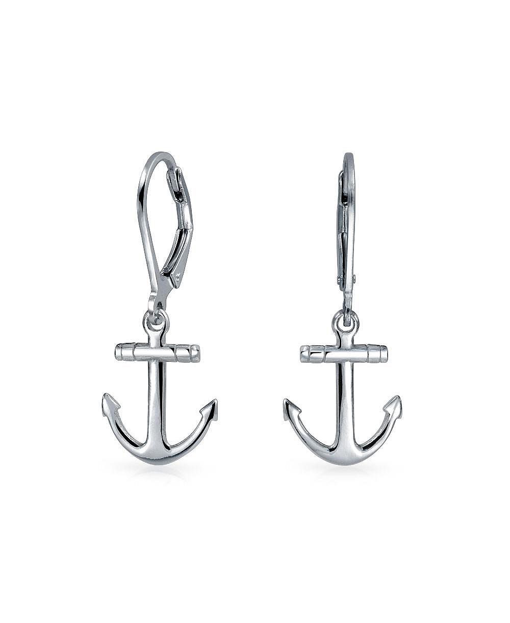 Bling Jewelry Small Nautical Anchor Dangle Earrings .925 Sterling Silver