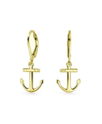 Серьги Bling Jewelry с морским якорем из позолоченного серебра 14K