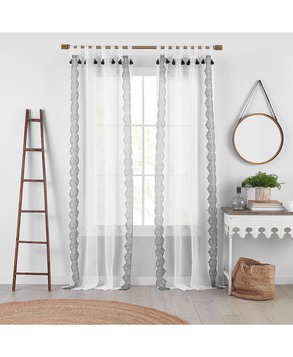Тюль для окон Elrene Home Fashions Shilo Boho Sheer Tab Top с кисточками