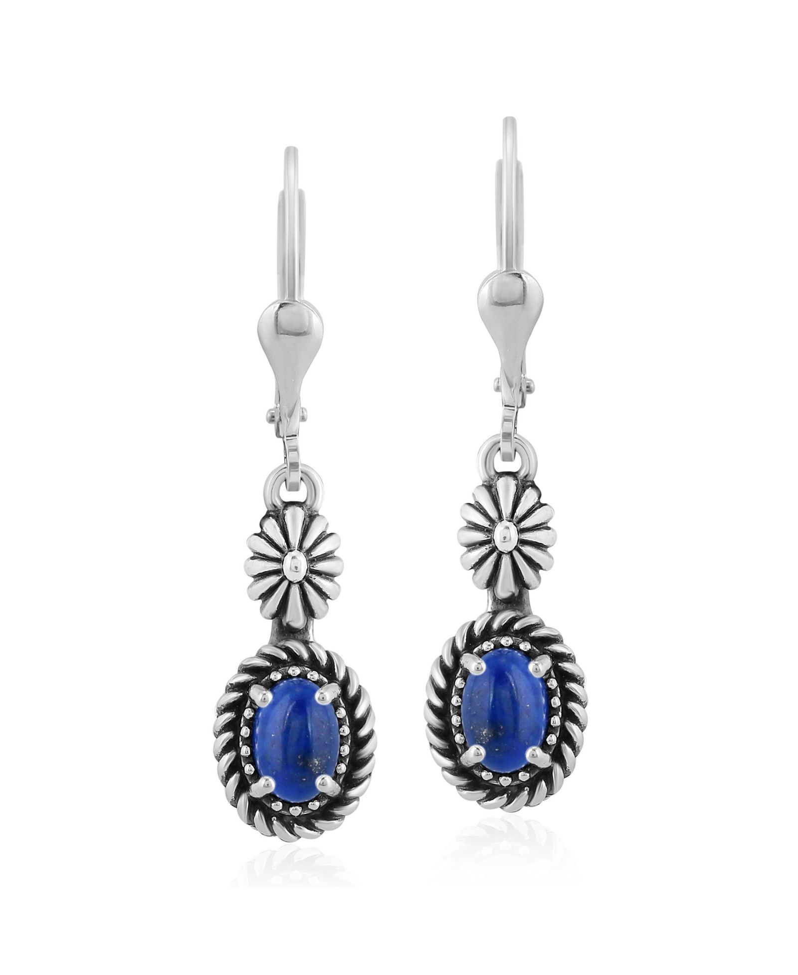 American West Jewelry серьги с лазуритом и цветочным дизайном