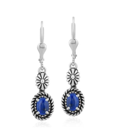American West Jewelry серьги с лазуритом и цветочным дизайном