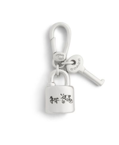 COACH Rhodium Collectible Signature Lock and Key Charms