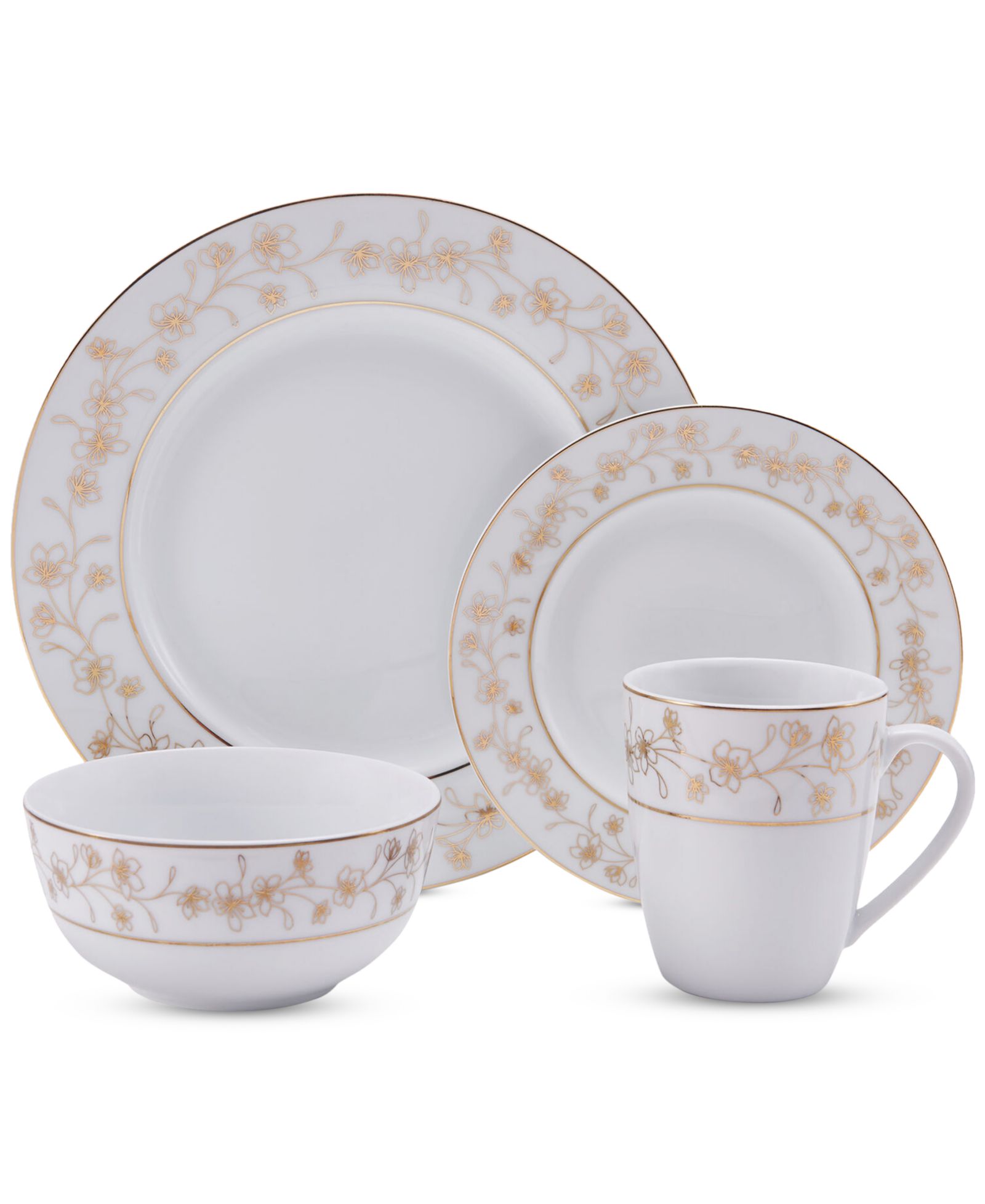 Mikasa Metallic Floral Gold 32-Pc. Dinnerware Set, Service for 8
