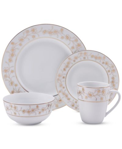 Mikasa Metallic Floral Gold 32-Pc. Dinnerware Set, Service for 8