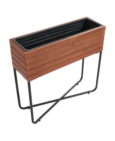 Sunnydaze Decor 23.5" H Acacia Wood Slatted Planter Box с отделкой Oil-Stained Finish
