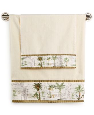 Avanti Colony Palm Tree Bordered Cotton Hand Towel, 16" x 30"