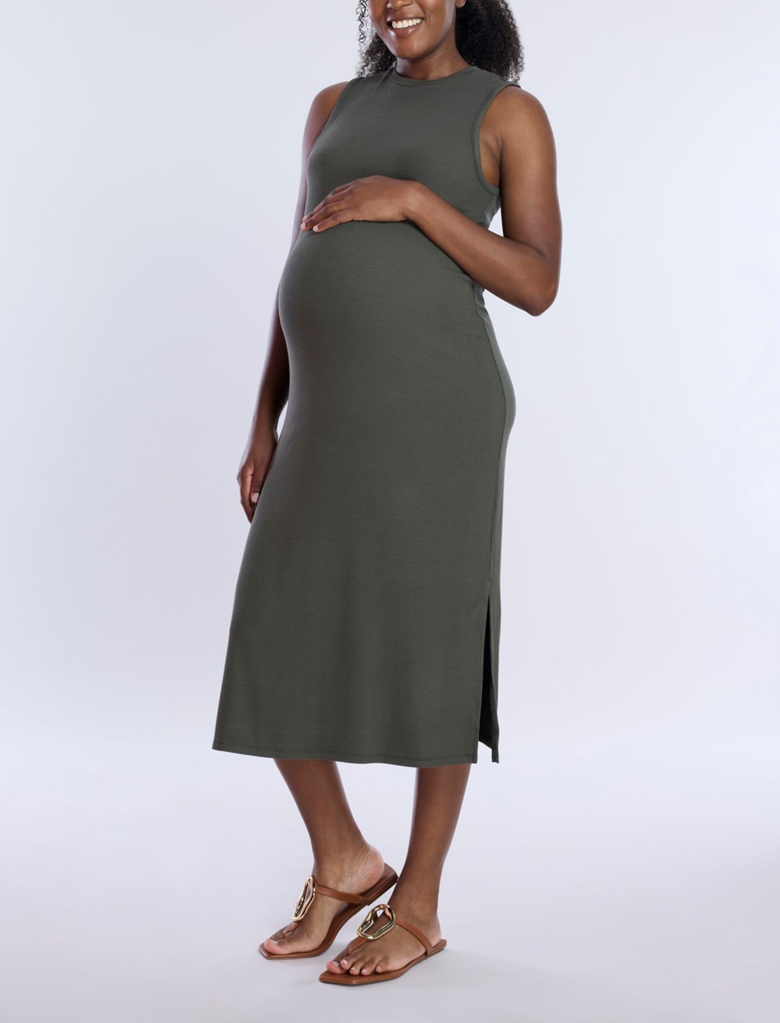 Платье миди Motherhood Maternity с круглым вырезом