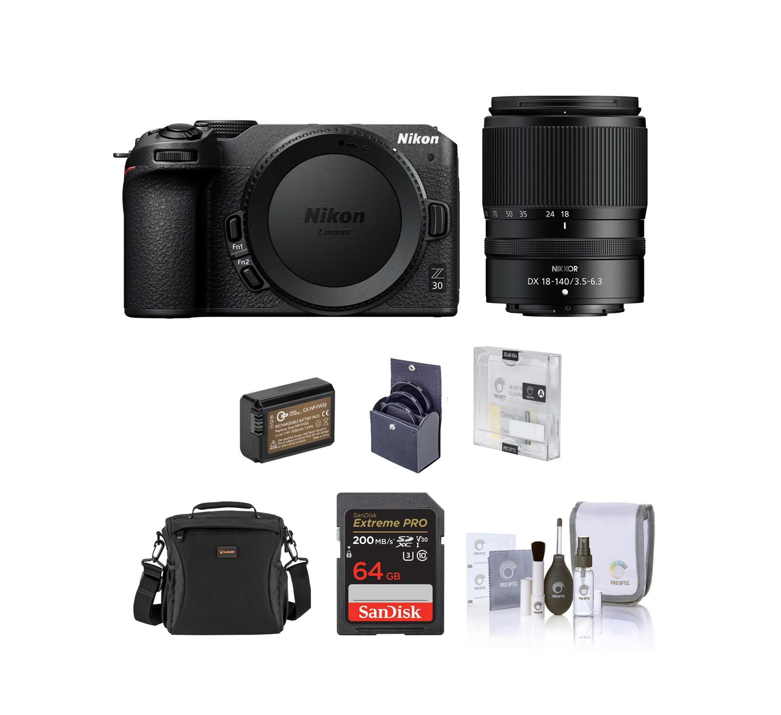 Nikon Z 30 DX Mirrorless Camera w/18-140mm Lens, w/64GB Card, Battery  Bag