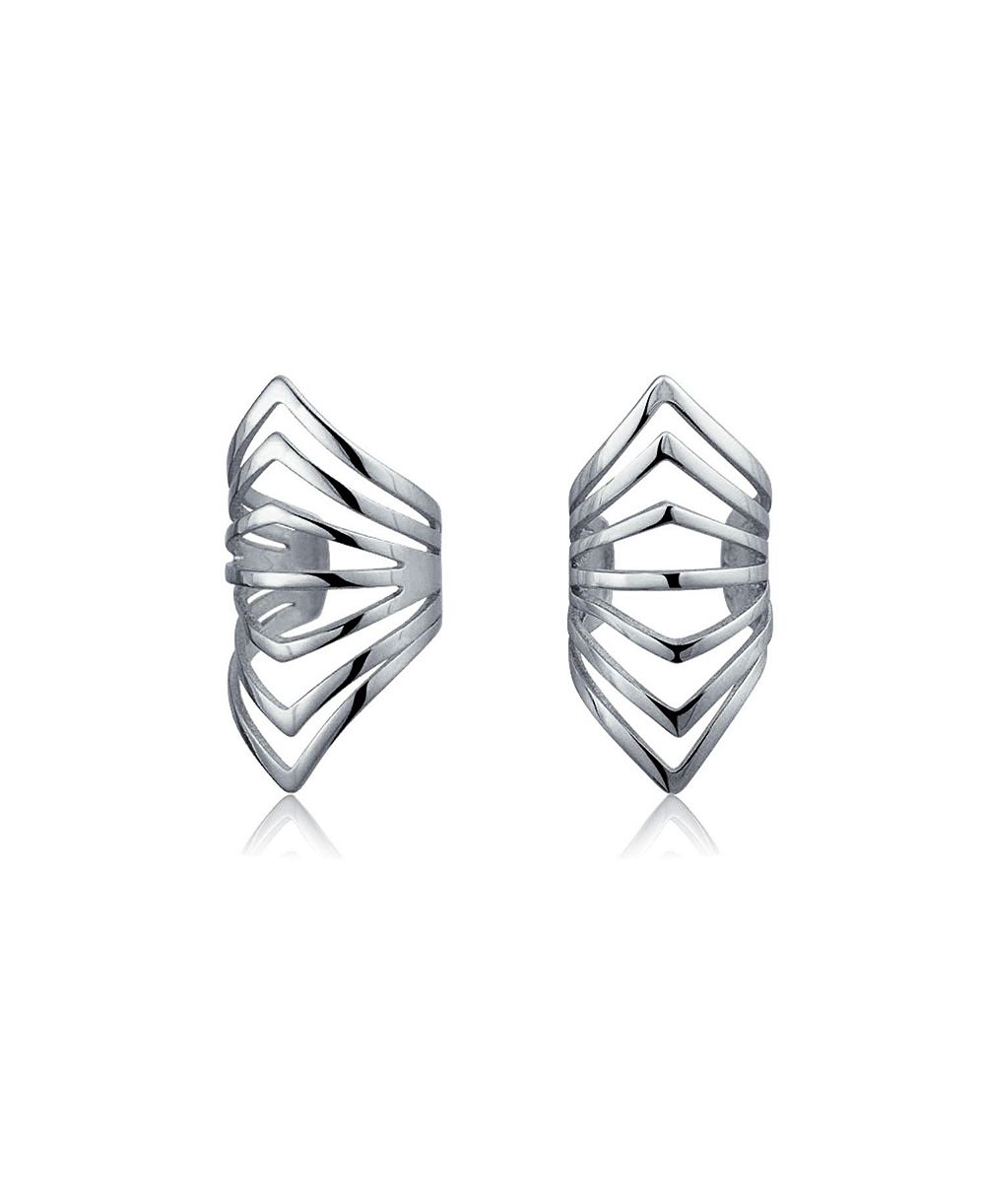 Bling Jewelry минималистичный серьга-кафф Chevron Gold Plated Silver