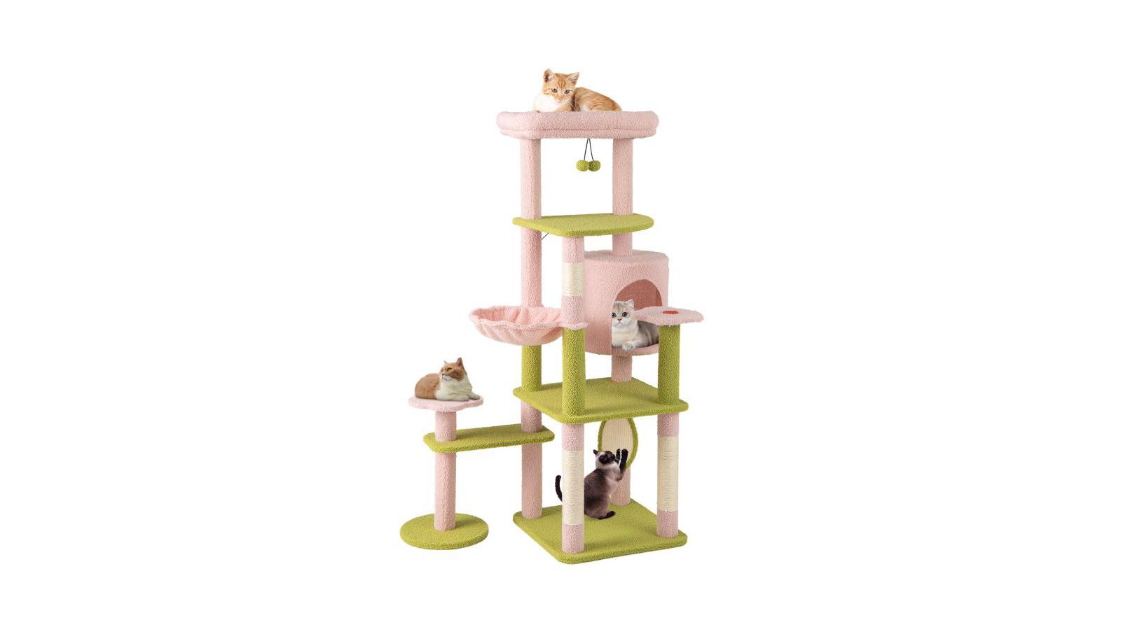Multi-Level Aesthetic Floral Cat Tree Stylish & Cozy Kitten Tower for Indoor Cats