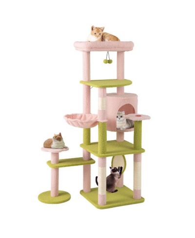 Multi-Level Aesthetic Floral Cat Tree Stylish & Cozy Kitten Tower for Indoor Cats