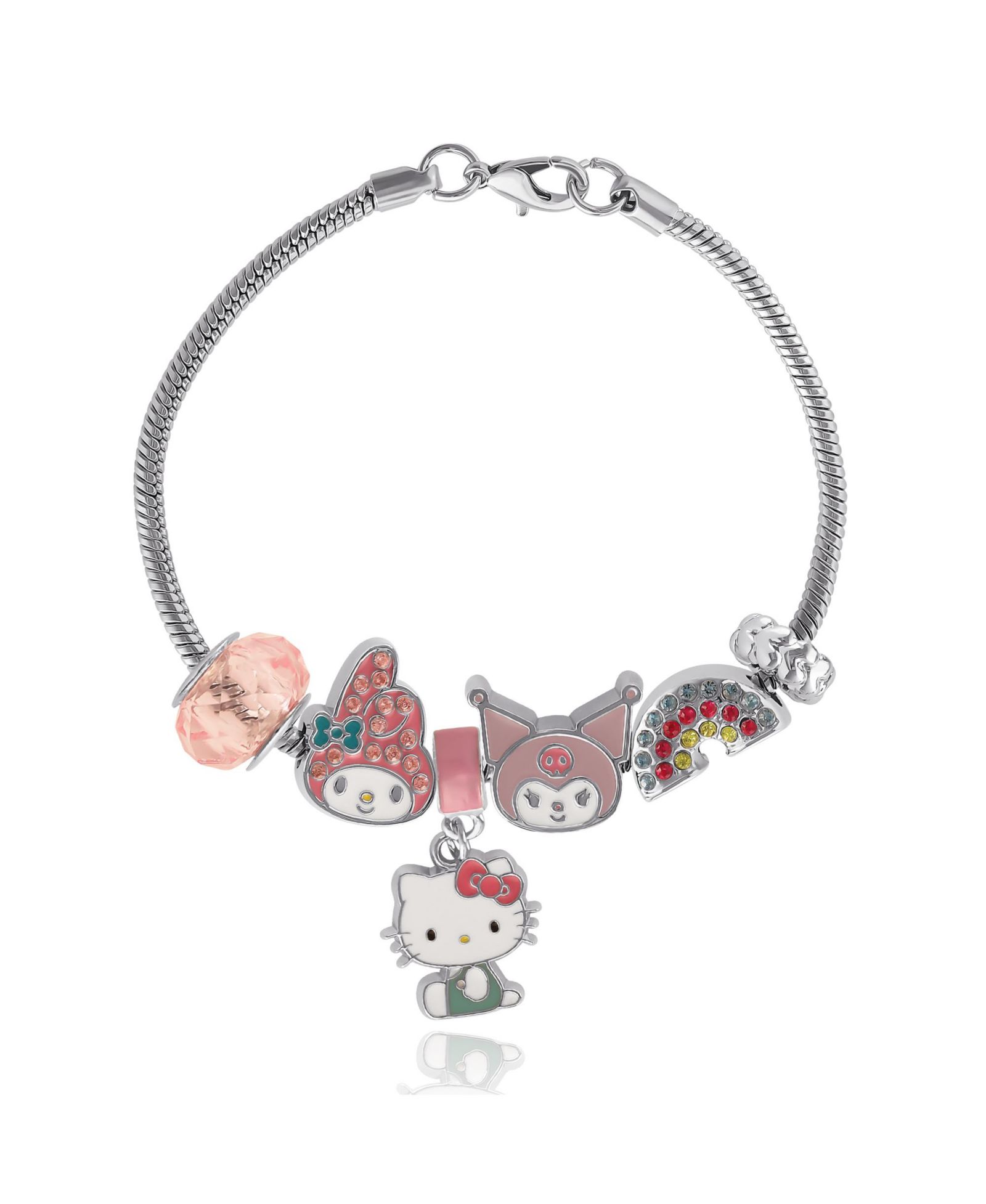 Sanrio Hello Kitty Charm Bracelet – Hello Kitty, My Melody & Kuromi, Rainbow Beaded Bracelet
