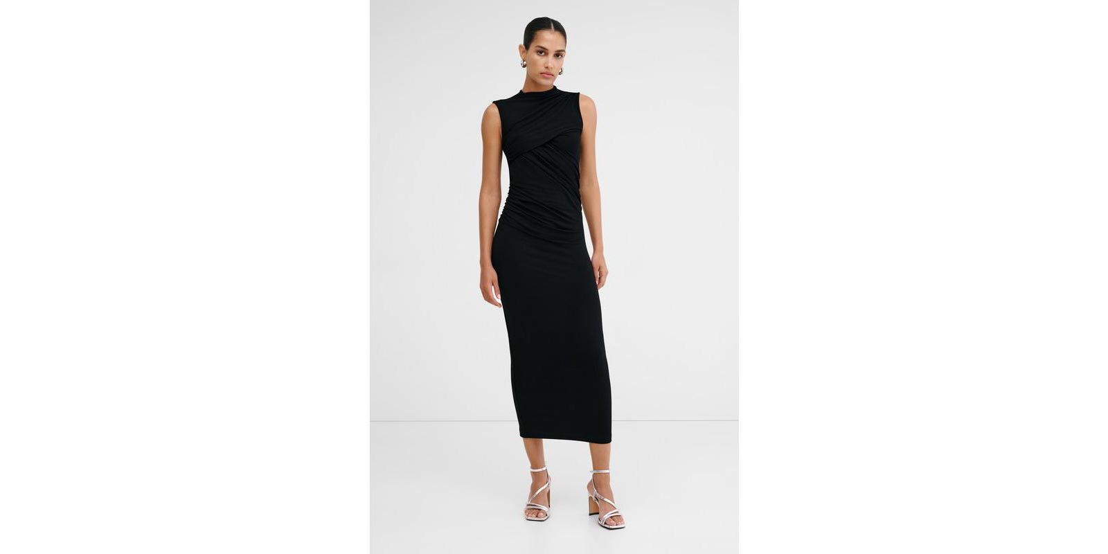 Женское миди-платье Marcella Huron Fitted High-Neck Side-Gathered Sleeveless Jersey