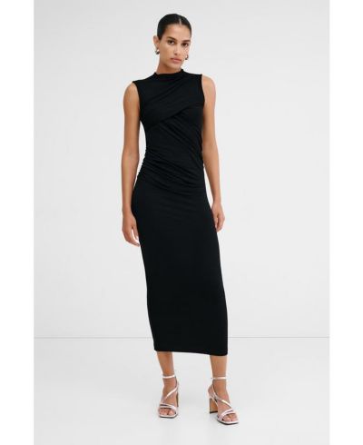 Marcella Women's Huron Fitted High-Neck Side-Gathered Sleeveless Jersey Midi Dress