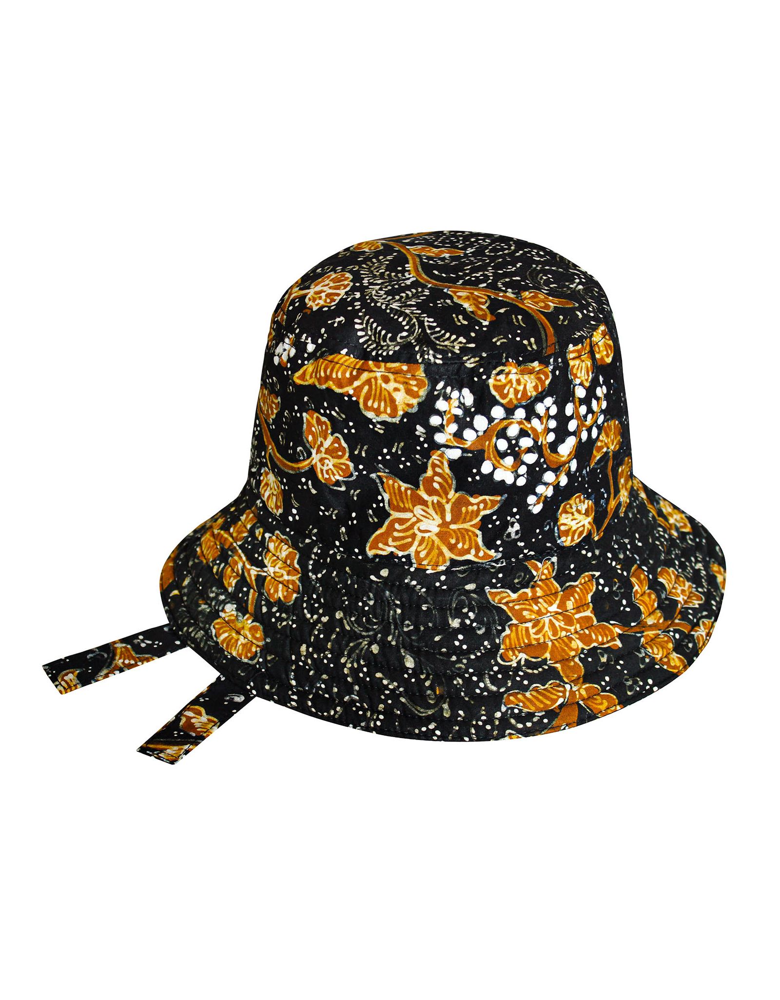 Brunna.co Jasmine Chinoiserie Batik Hat In Brown and Black