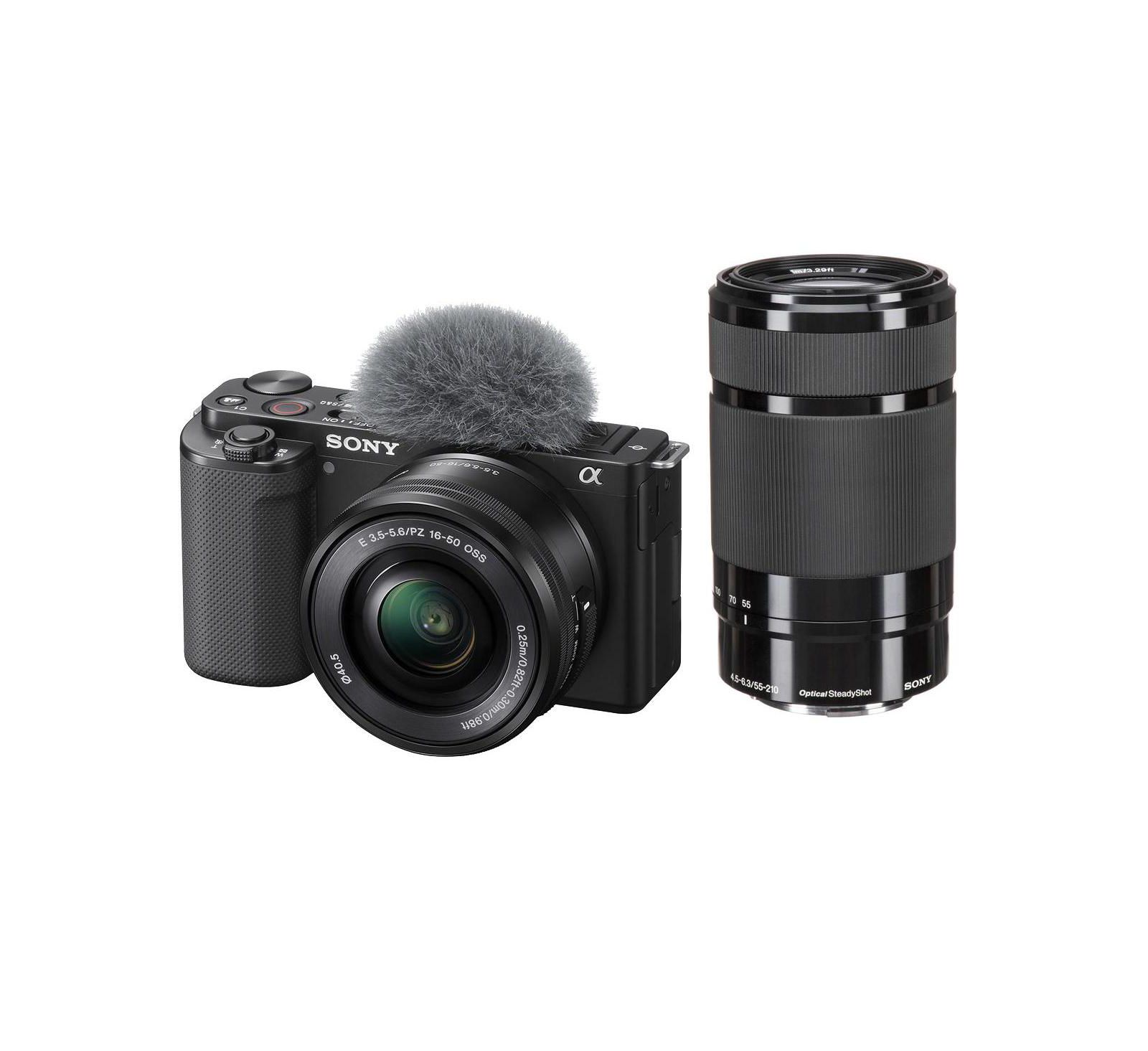 Sony ZV-E10 Mirrorless Camera with 16-50mm  55-210mm Lens, Black
