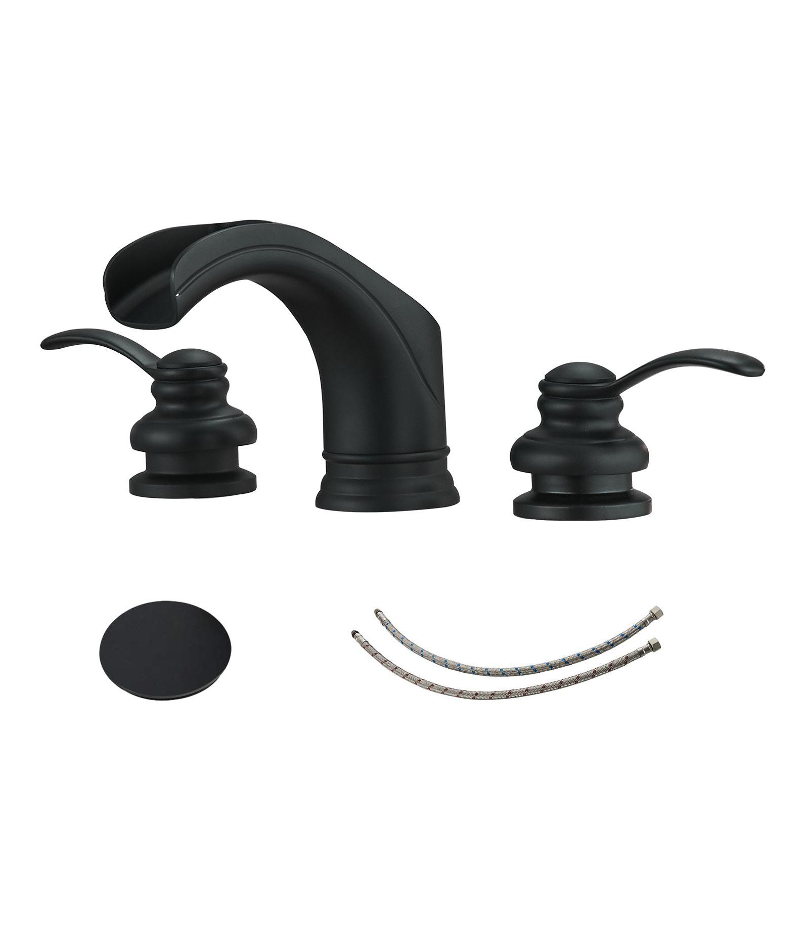 Greenspring Supply Line in Spot Resist 8 in. Waterfall Widespread 2-Handle Bathroom Faucet