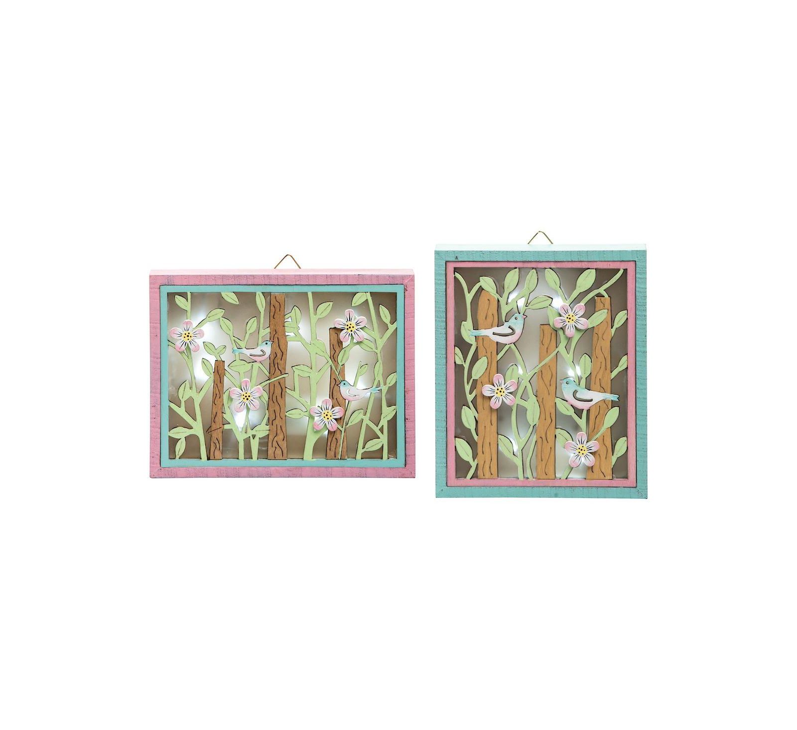 Songbird Easter Spring Shadowbox Light-Up Led  Set of 2