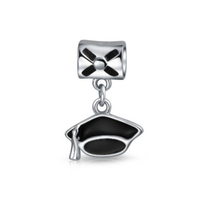 Подвеска Bling Jewelry.925 Sterling Silver Oval Graduate Trencher Black Graduation Cap