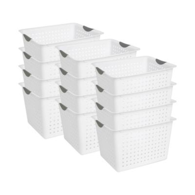 Sterilite Пластиковая корзина для хранения, White (12 шт)