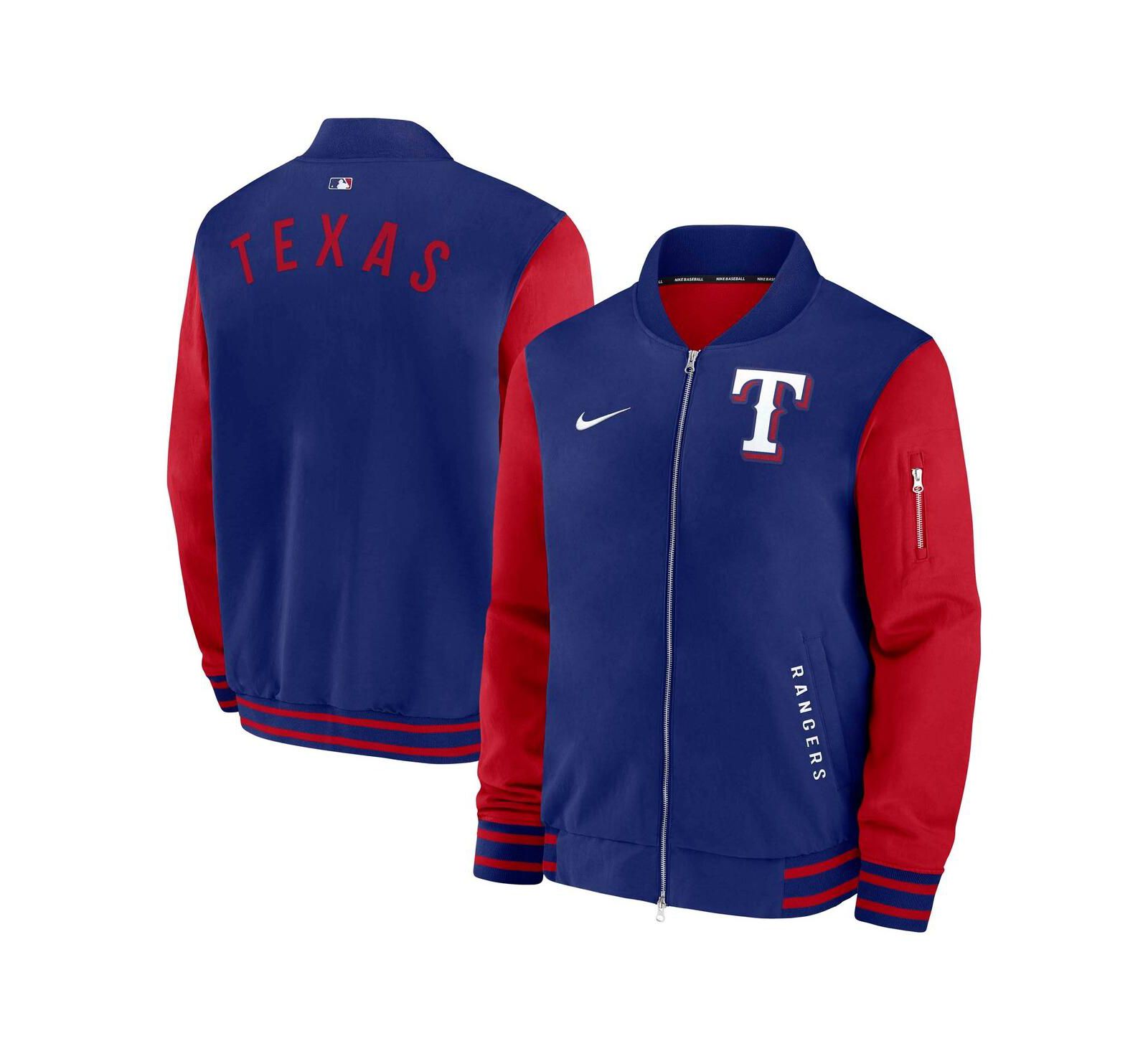 Мужская бомбер-куртка Nike Texas Rangers Authentic Collection Dugout Full-Zip Royal/Red