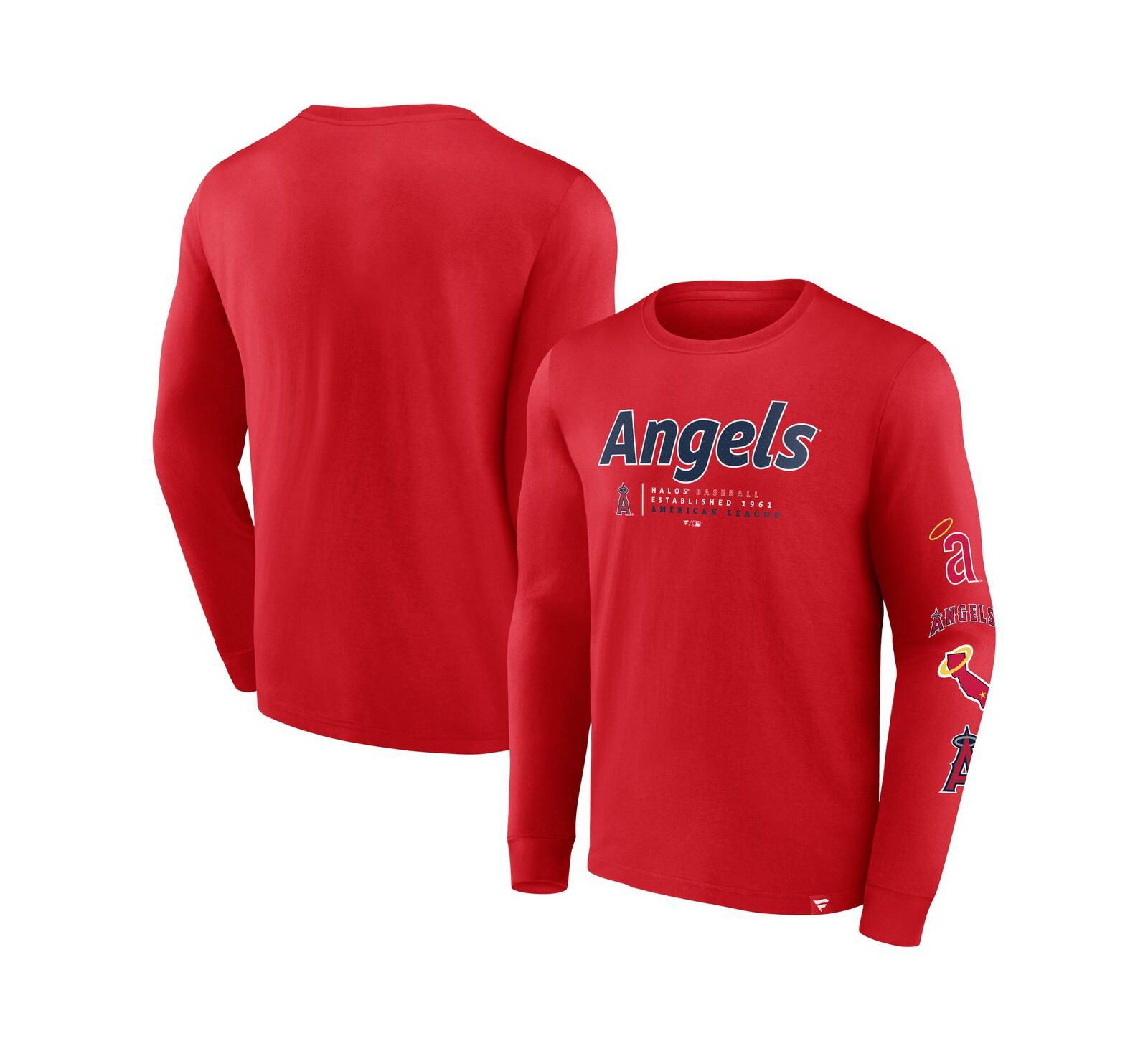 Мужская футболка Fanatics Los Angeles Angels Strike the Goal Long Sleeve, красная
