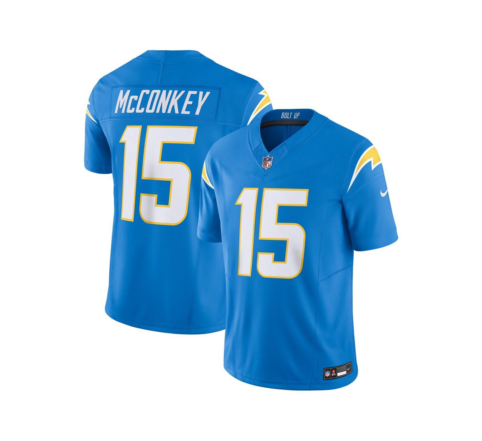 Мужская джерси Nike Ladd McConkey Powder Blue Los Angeles Chargers Team Vapor F.U.S.E. Limited