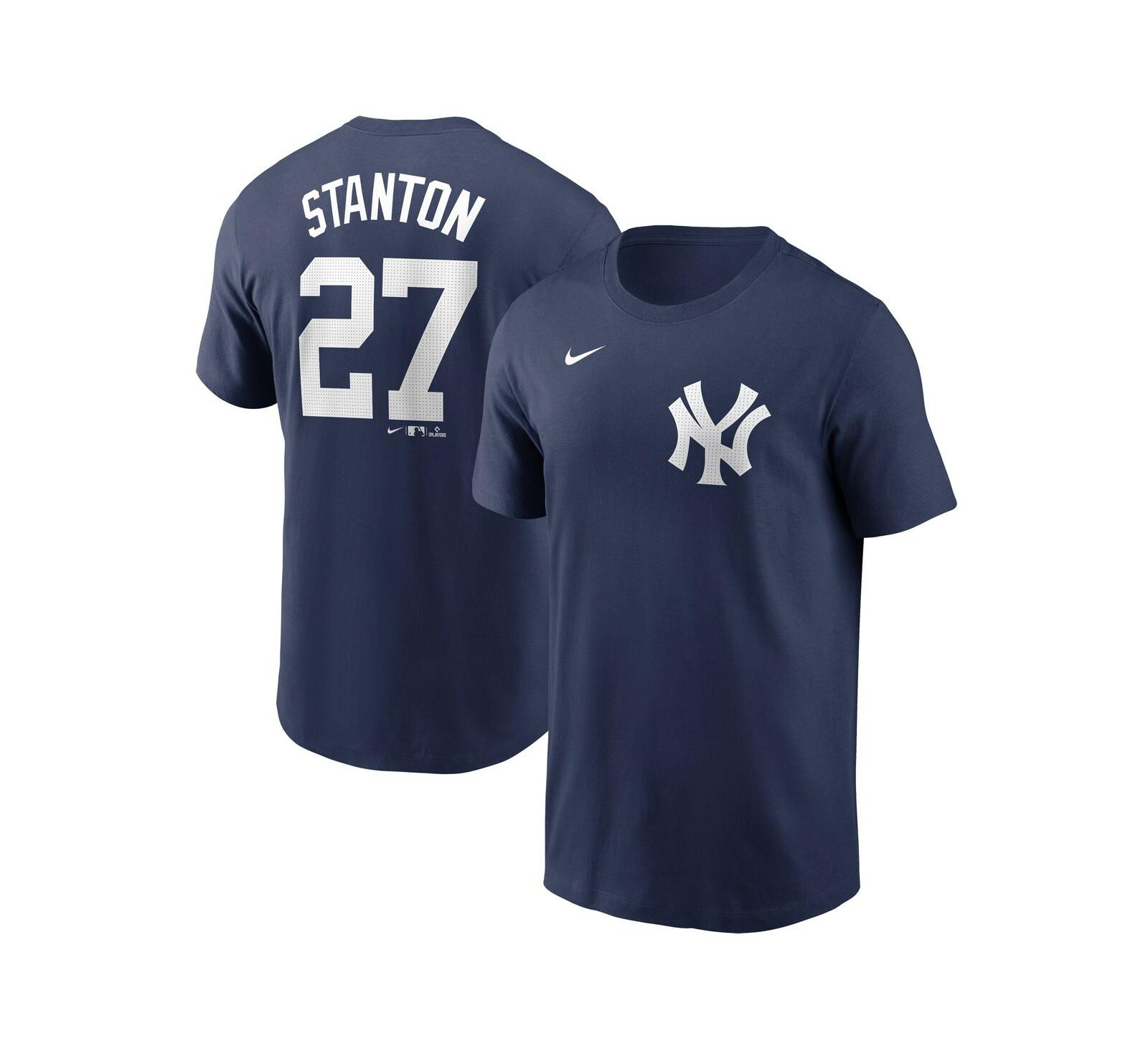 Мужская футболка Nike Giancarlo Stanton Navy New York Yankees Fuse Name & Number