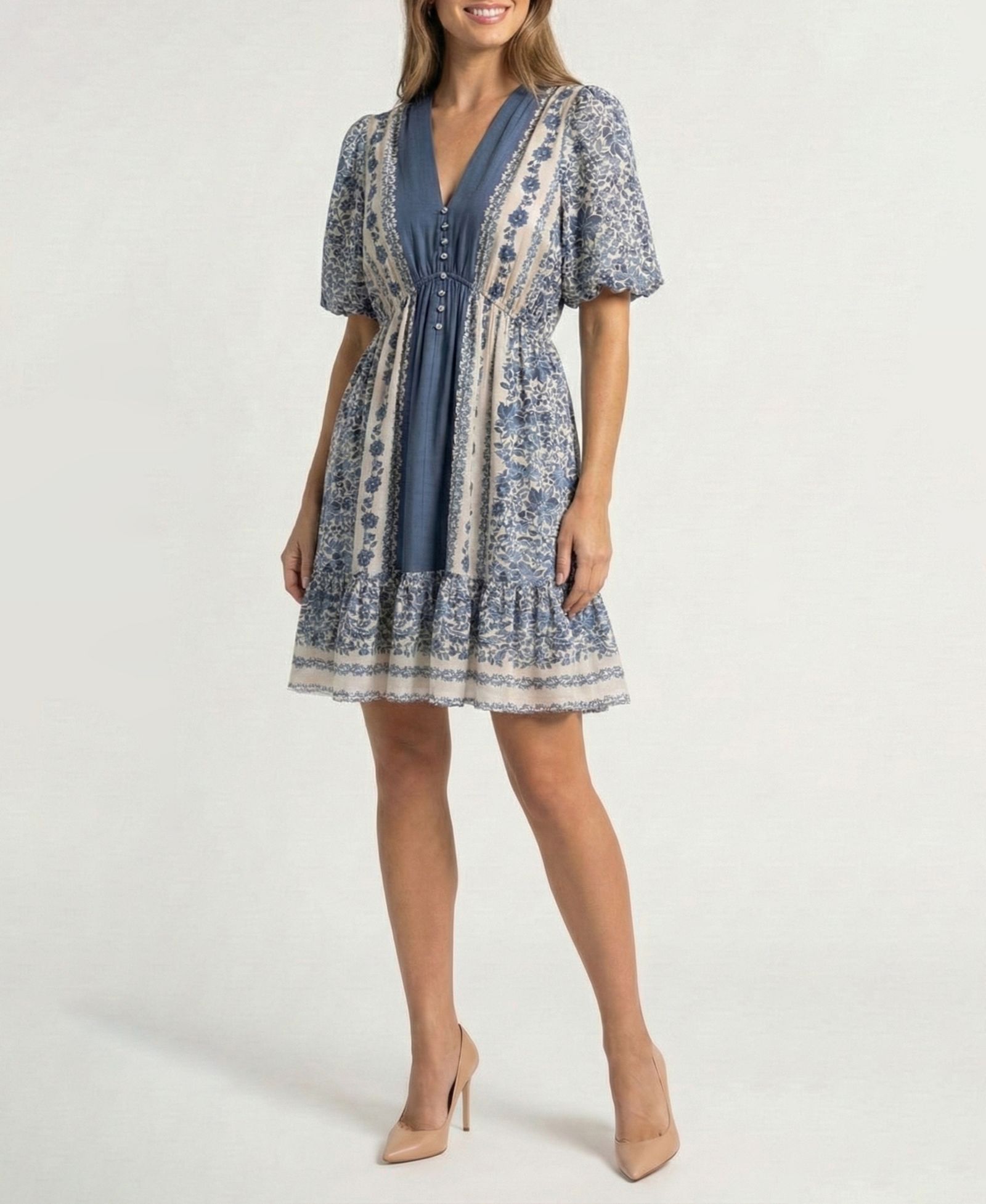 Платье Taylor Women's Petite Puff-Sleeve