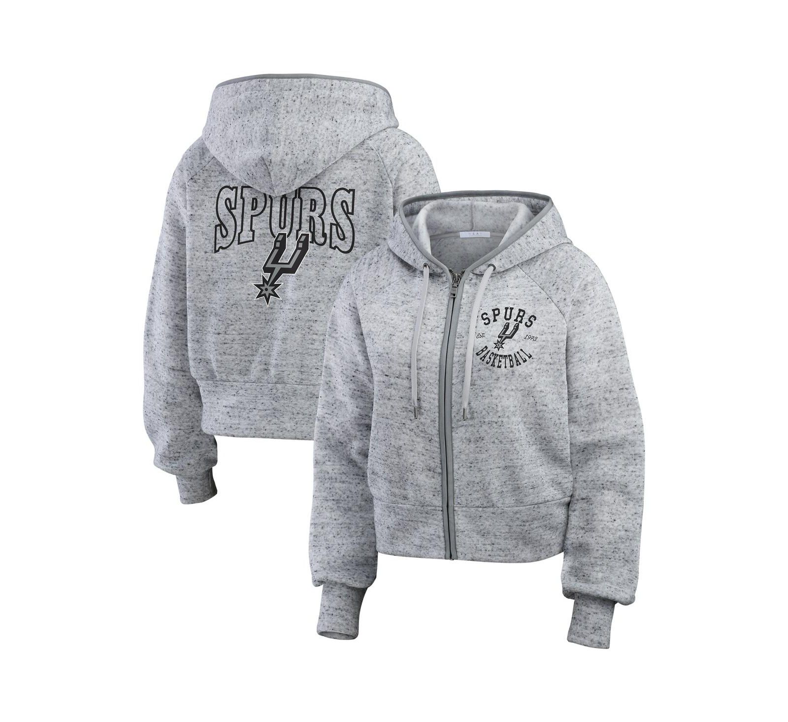 Женская толстовка WEAR by Erin Andrews Heather Gray San Antonio Spurs Speckled Radiator Full-Zip Hoodie