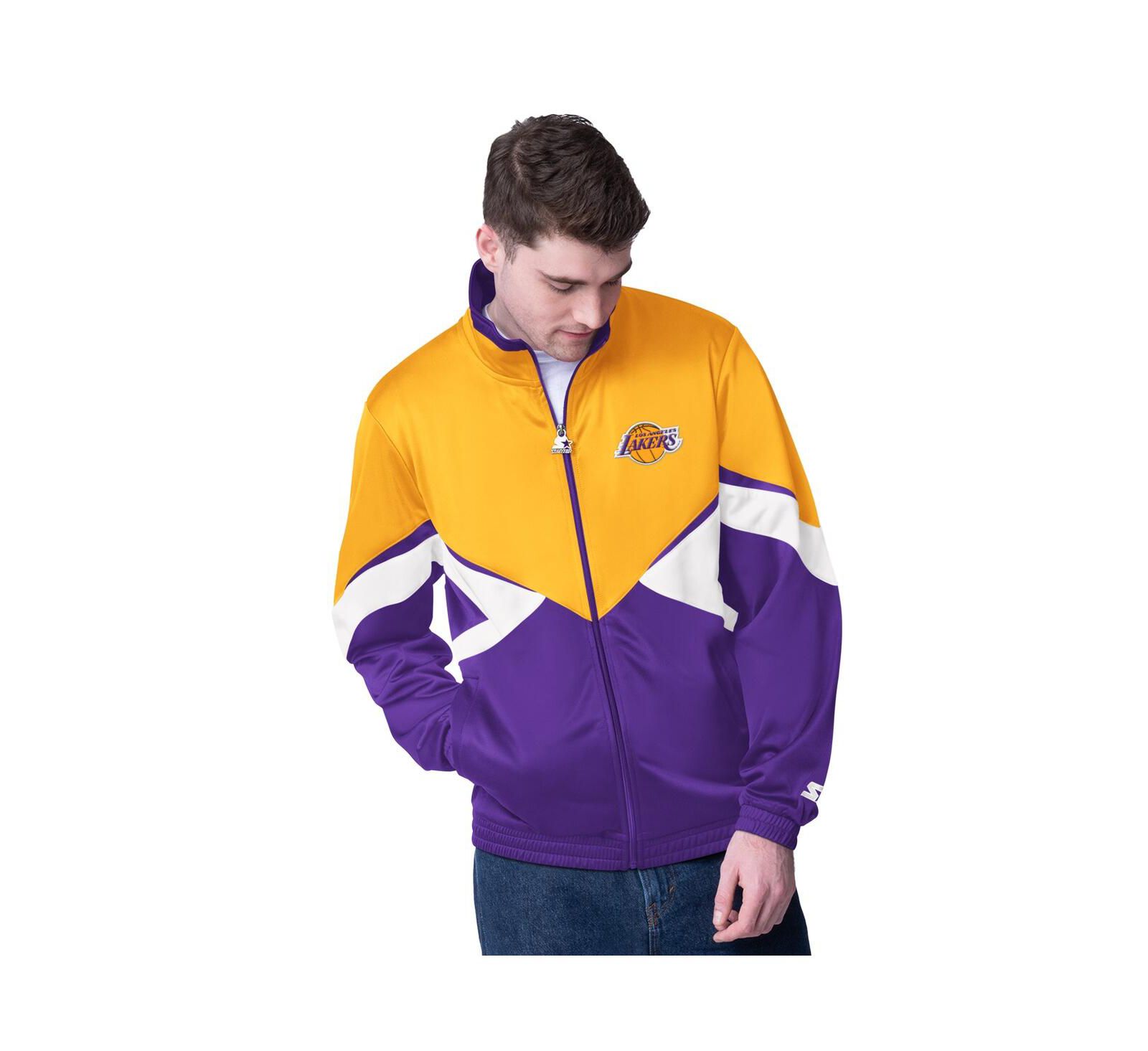 Starter Men's Gold/Purple Los Angeles Lakers Rush Applique Full-Zip Track Jacket