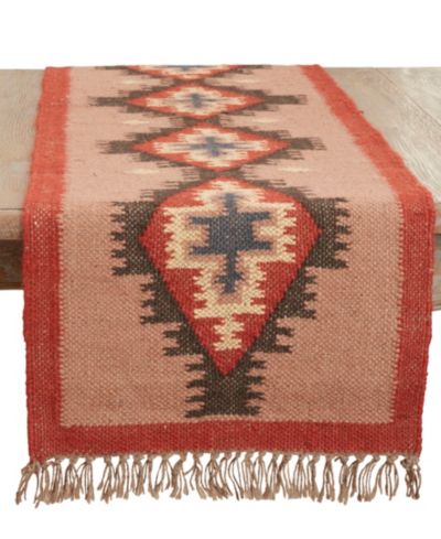 Saro Lifestyle Ethnic Weave Kilim Table Runner, 16" x 72"