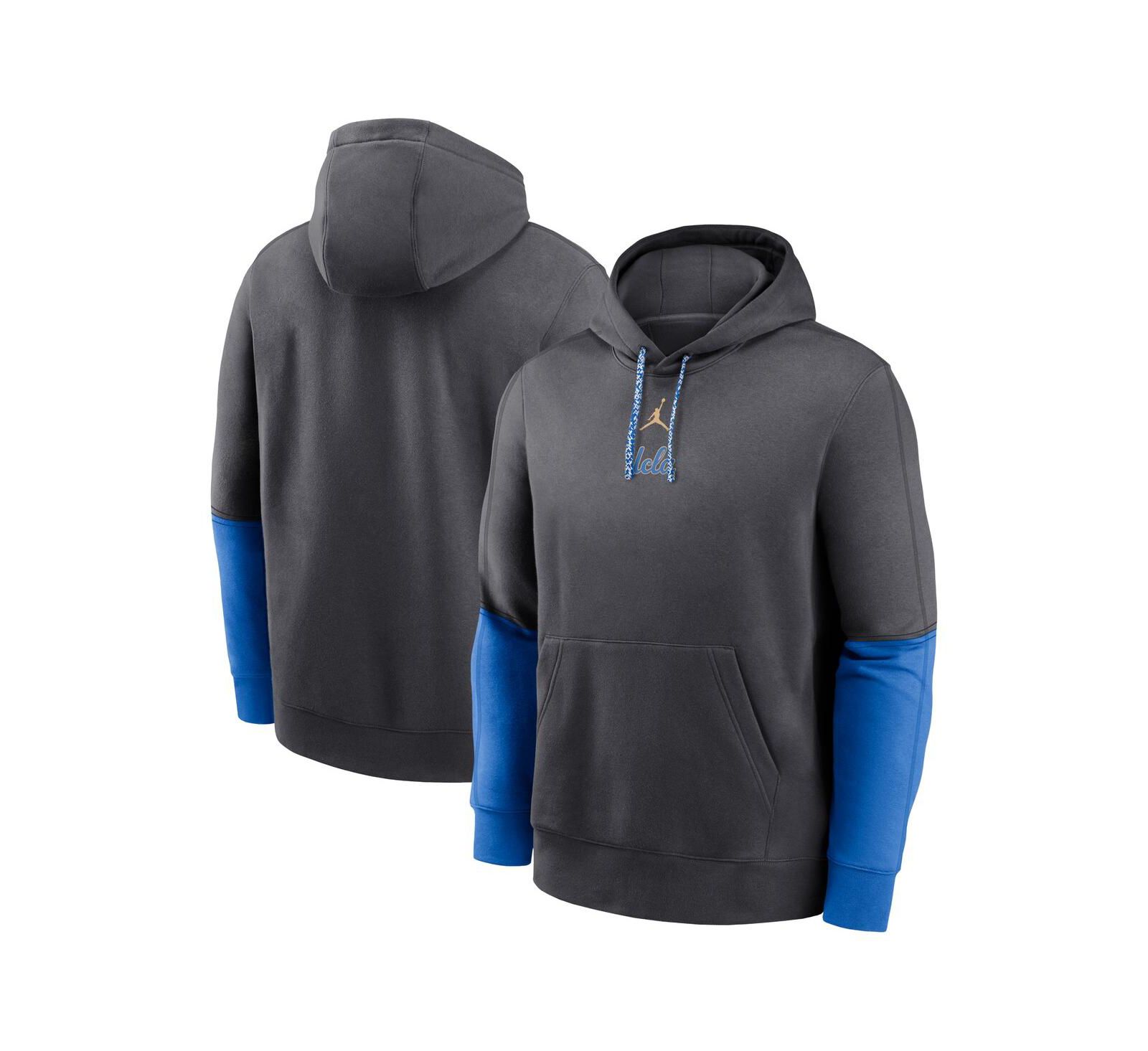 Jordan Men's Anthracite/Blue UCLA Bruins 2024 Sideline Club Pullover Hoodie