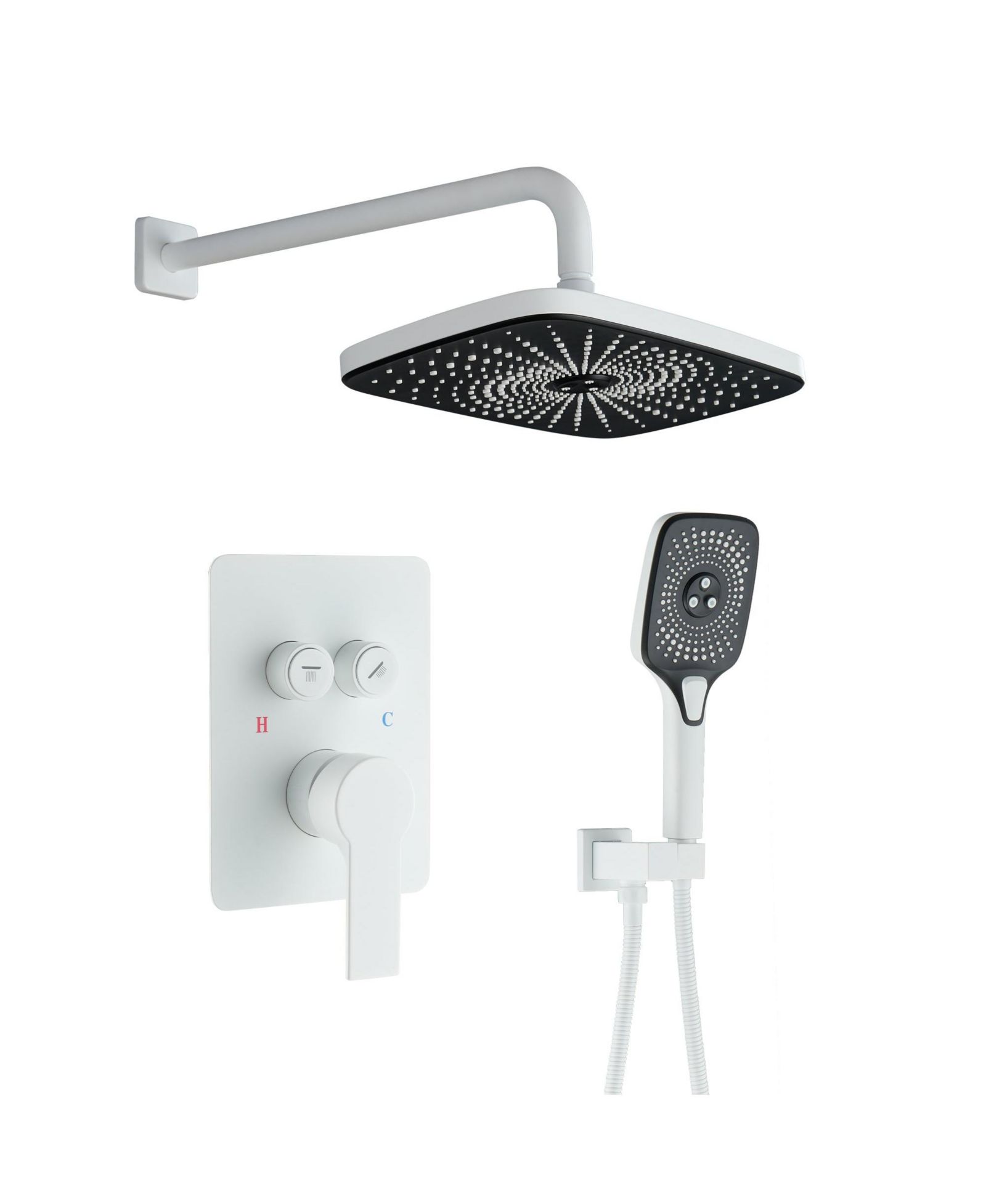 Boyel Living Wall-Mounted High-Pressure Shower System with Rain Shower Head and Temperature Display