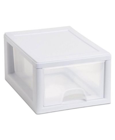 Sterilite 6Qt Stacking Storage Drawer, Plastic Home Organizer Bin, Clear, 6 Pack