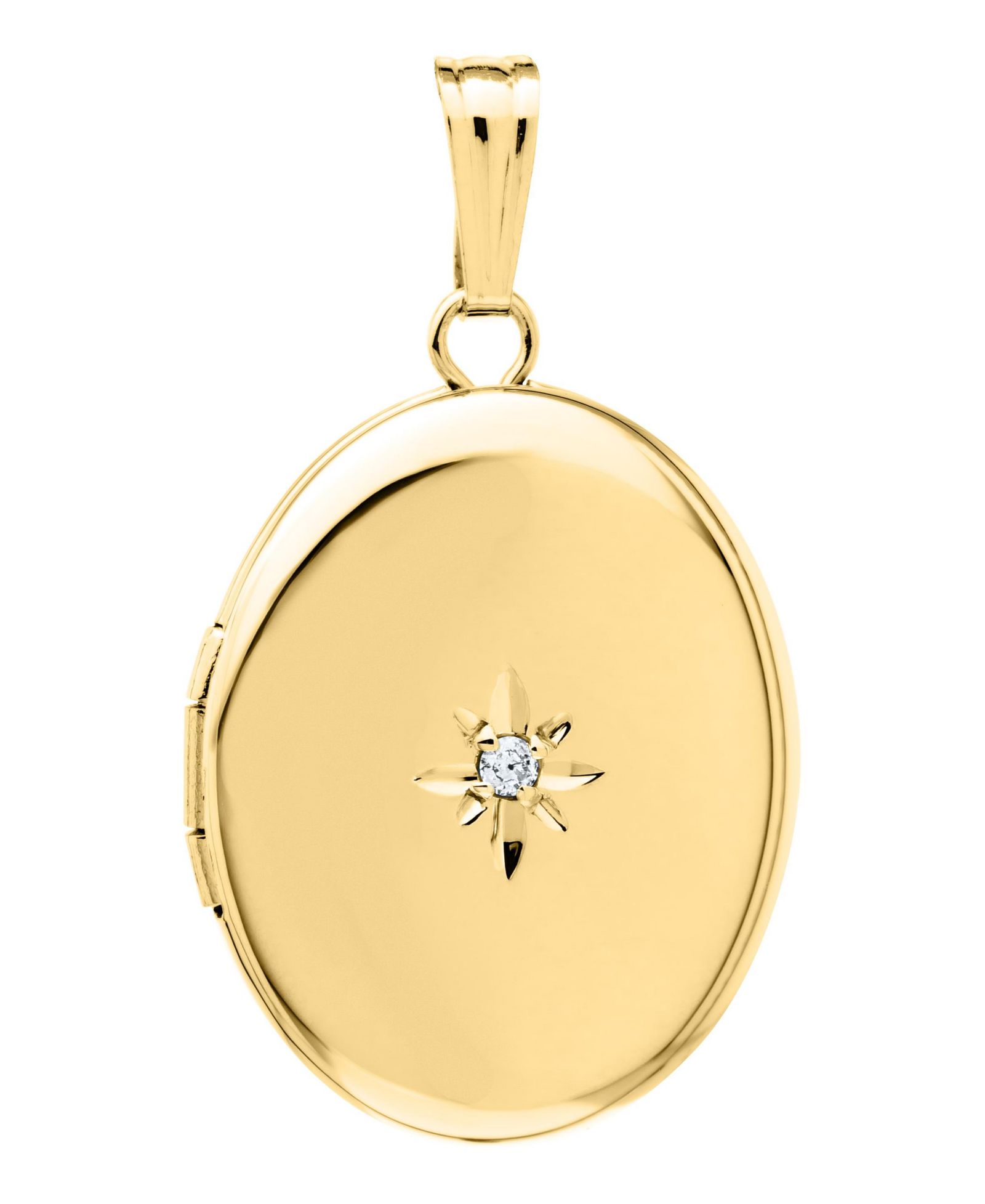 Filled Polished Locket with Diamond Accents for Women