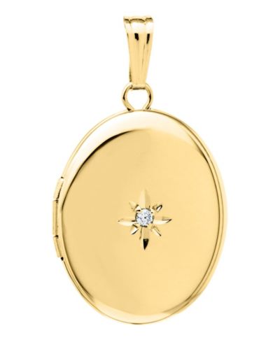 Filled Polished Locket with Diamond Accents for Women